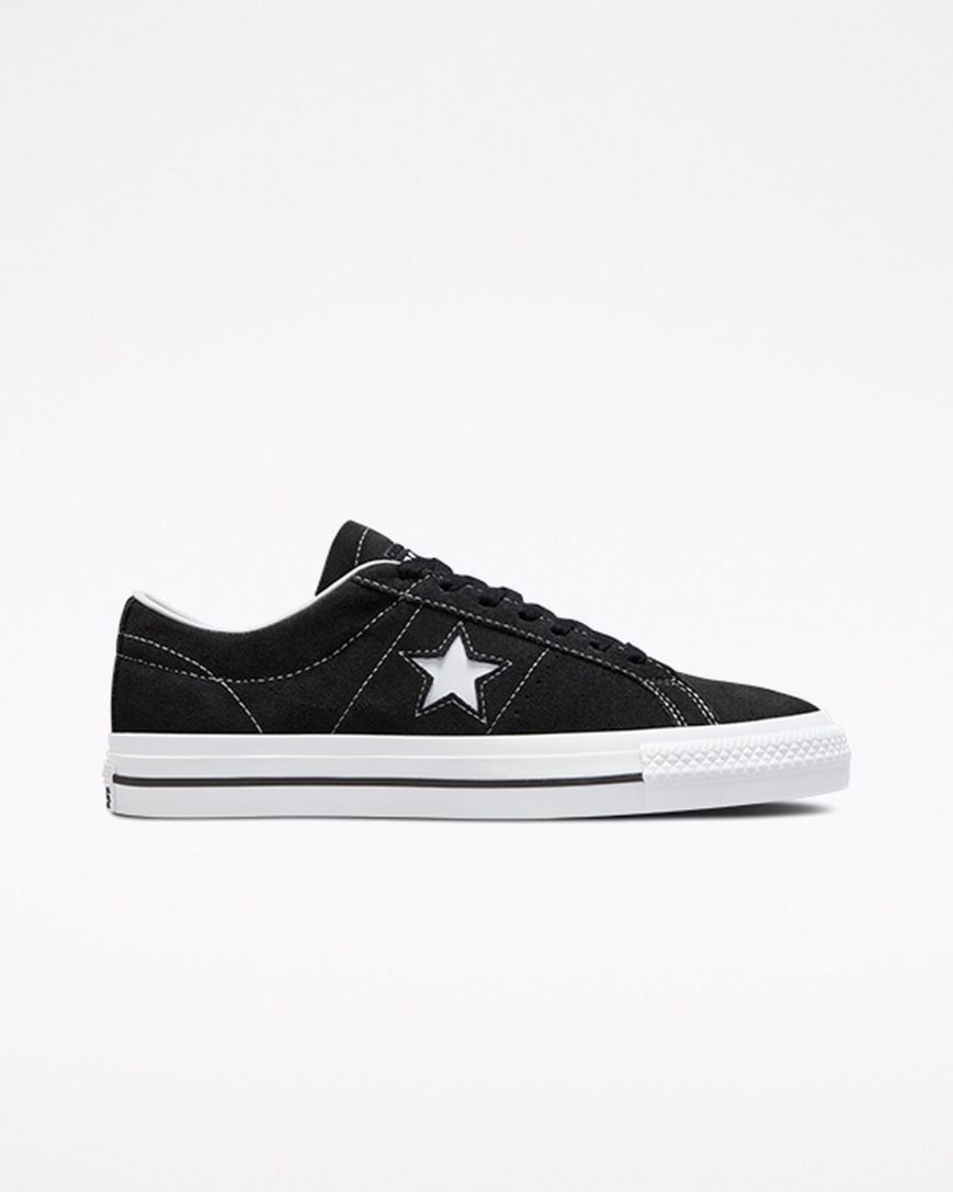 Tenis Skate Converse CONS One Star Pro Camurça Feminino Pretas Branco | PT D003198